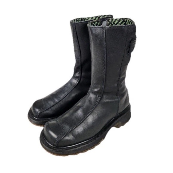 Vintage 90s Dr Martens 9788 Black Leather Moto Boots M7 W8.5 UK Made Unisex RARE - Picture 2 of 16